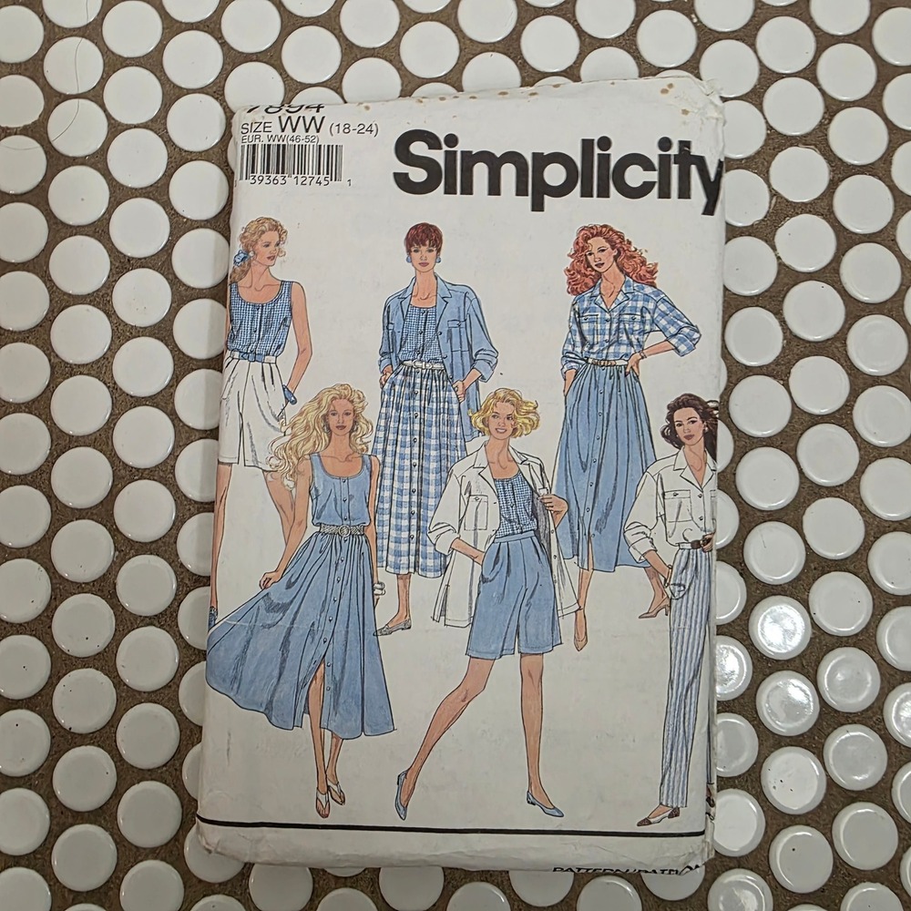 Simplicity 7894 Sewing Pattern 90s Butter Mom Skirt Shirt Pants Tank Size 18-24